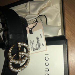 Gucci Belt Black Pearl Buckle
